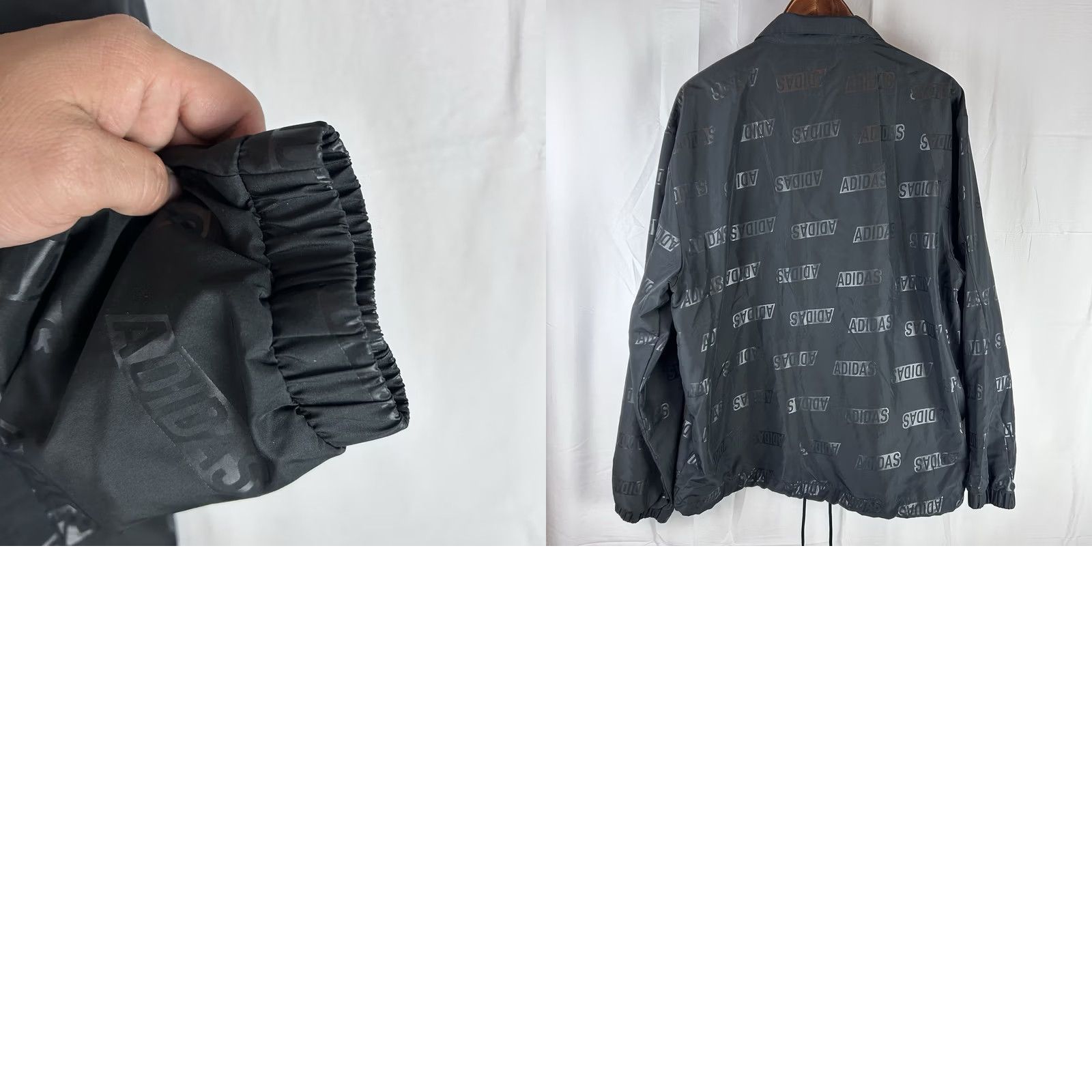 Adidas Adidas Embossed Woven Coaches Jacket Mens Large Black All Over Print IJ6434 Size US L / EU 52-54 / 3 - 10 Thumbnail