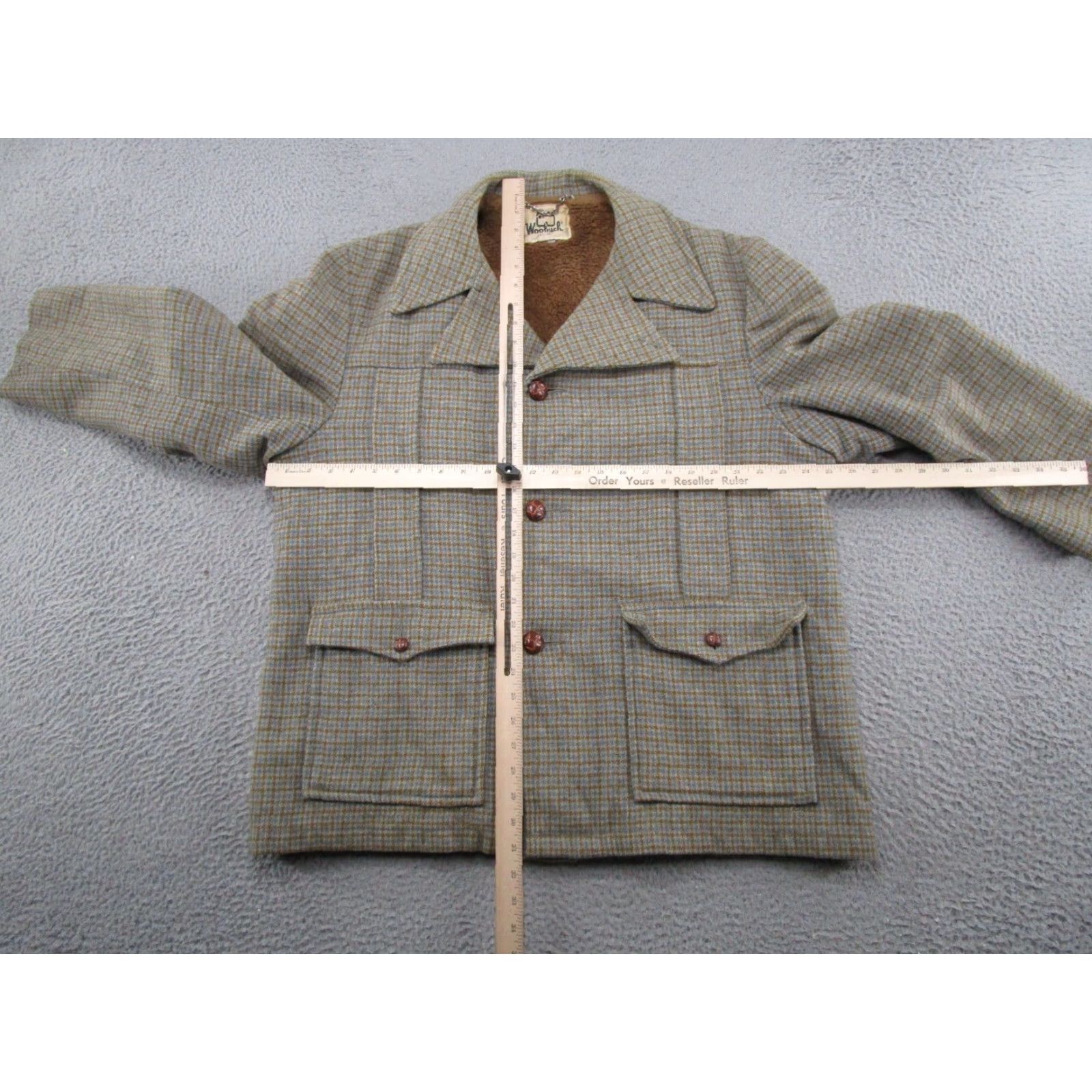 Vintage VINTAGE Woolrich Jacket Wool Tweed Herringbone Button-Up Beiges 44 Mens Regular Coat/Blazer Includes Lined Pockets Wool Fur-Lined? Size 44R - 3 Thumbnail