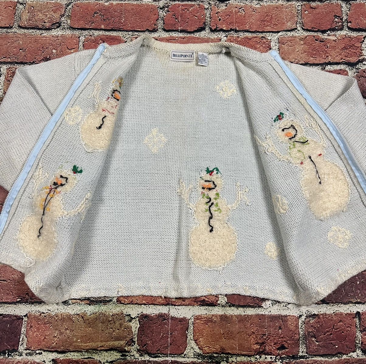 Other Vintage BellePointe Christmas Knit Cardigan Sweater Snowman Size XL / US 12-14 / IT 48-50 - 8 Thumbnail