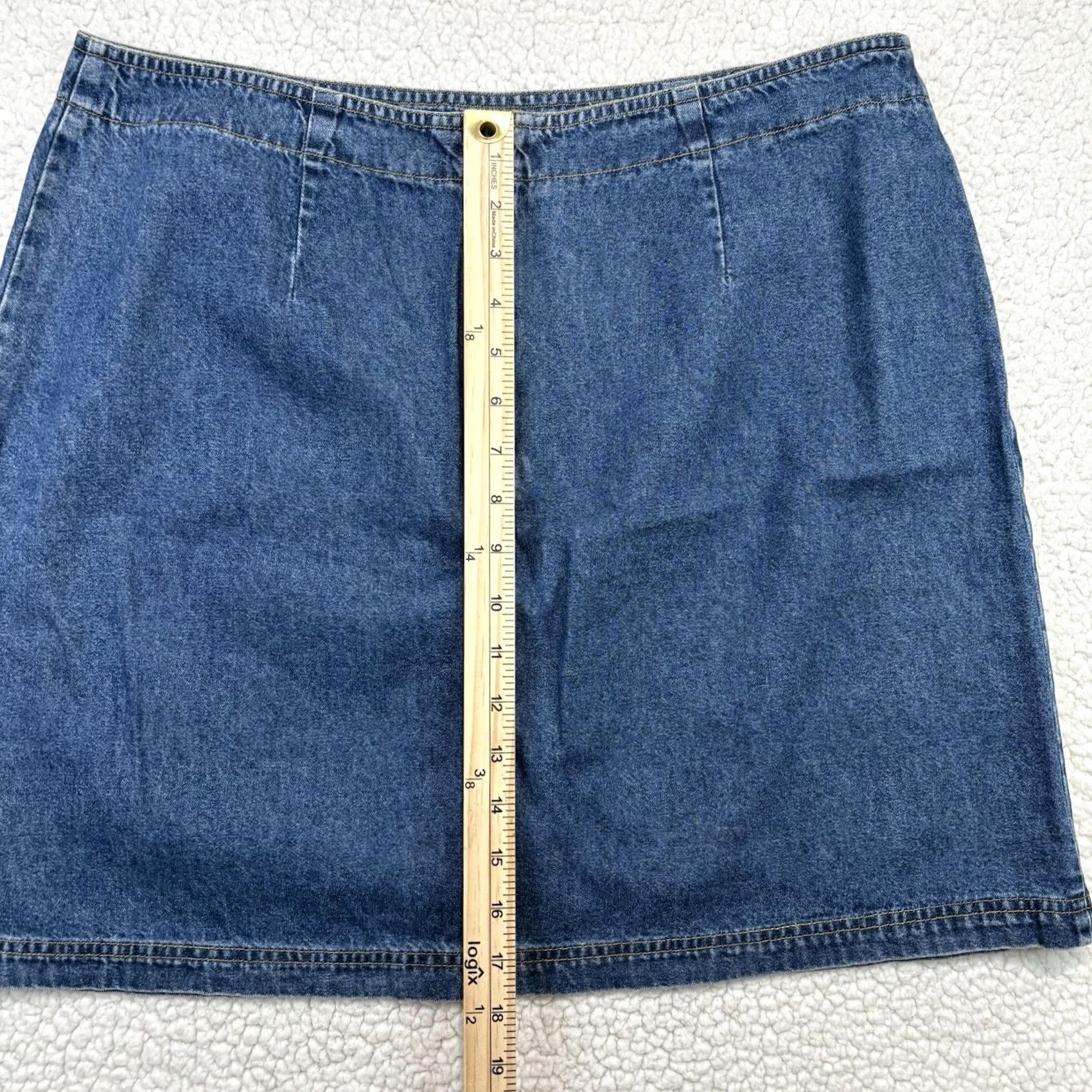 Route 66 VINTAGE Route 66 Denim Skirt Mini 17/18 Plus Blue Floral Embroidered Slit 90s Y2k Bohemian Western Womens Size 38" / US 16 / IT 52 - 5 Thumbnail