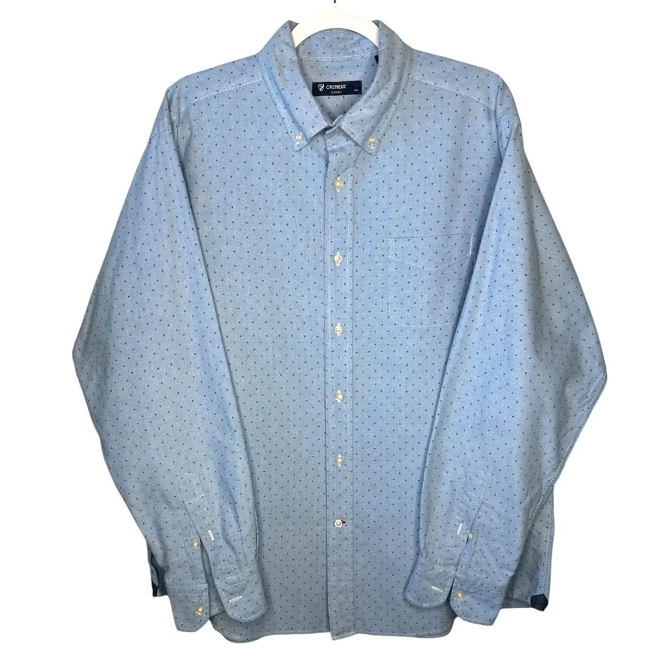 Cremieux CREMIEUX CLASSICS Mens XL Blue Dotted Button Down Long Sleeve Shirt Size US XL / EU 56 / 4 - 2 Thumbnail
