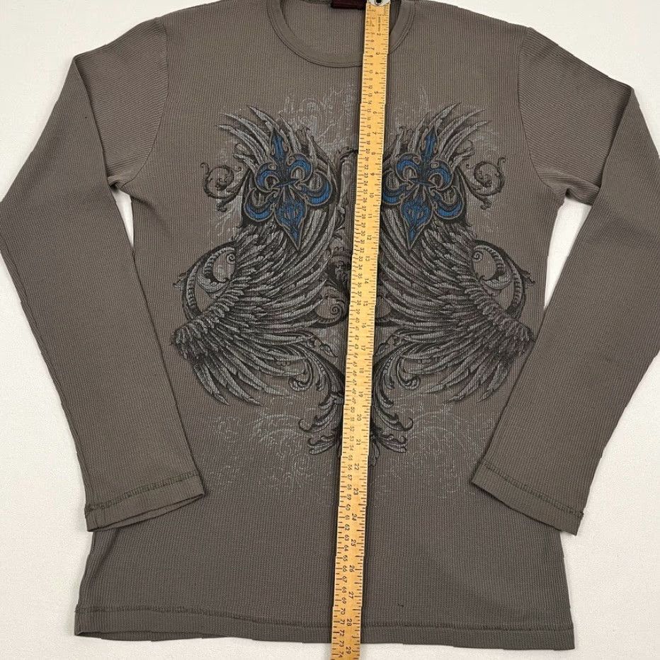 Vintage VINTAGE MMA ELITE Shirt Mens L Brown Thermal Skater Grunge Punk Wings Long Sleeve Size US L / EU 52-54 / 3 - 7 Thumbnail