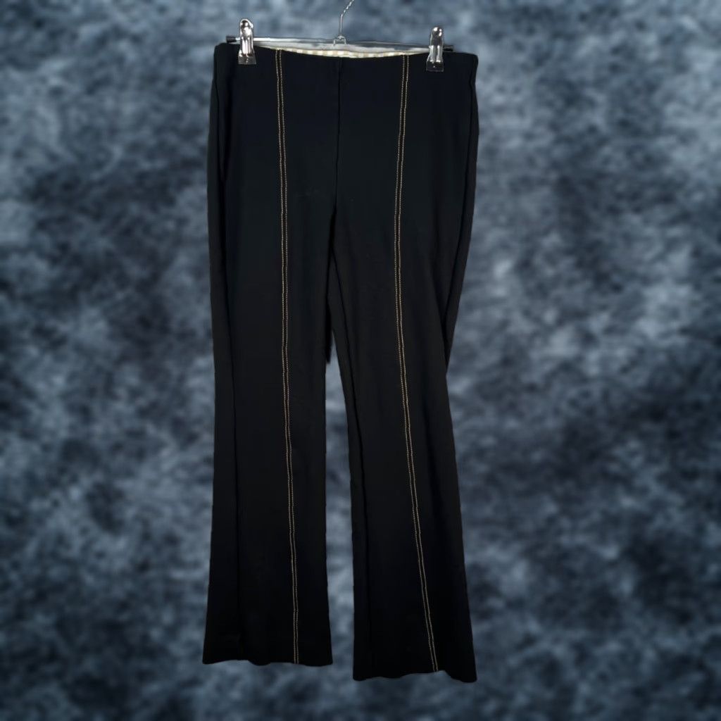 Anthropologie Anthropologie Pants Womens XS Essential Crop Flare Black w/ Beige Stitching Cropped 27in Inseam Size 26" / US 2 / IT 38 - 1 Thumbnail