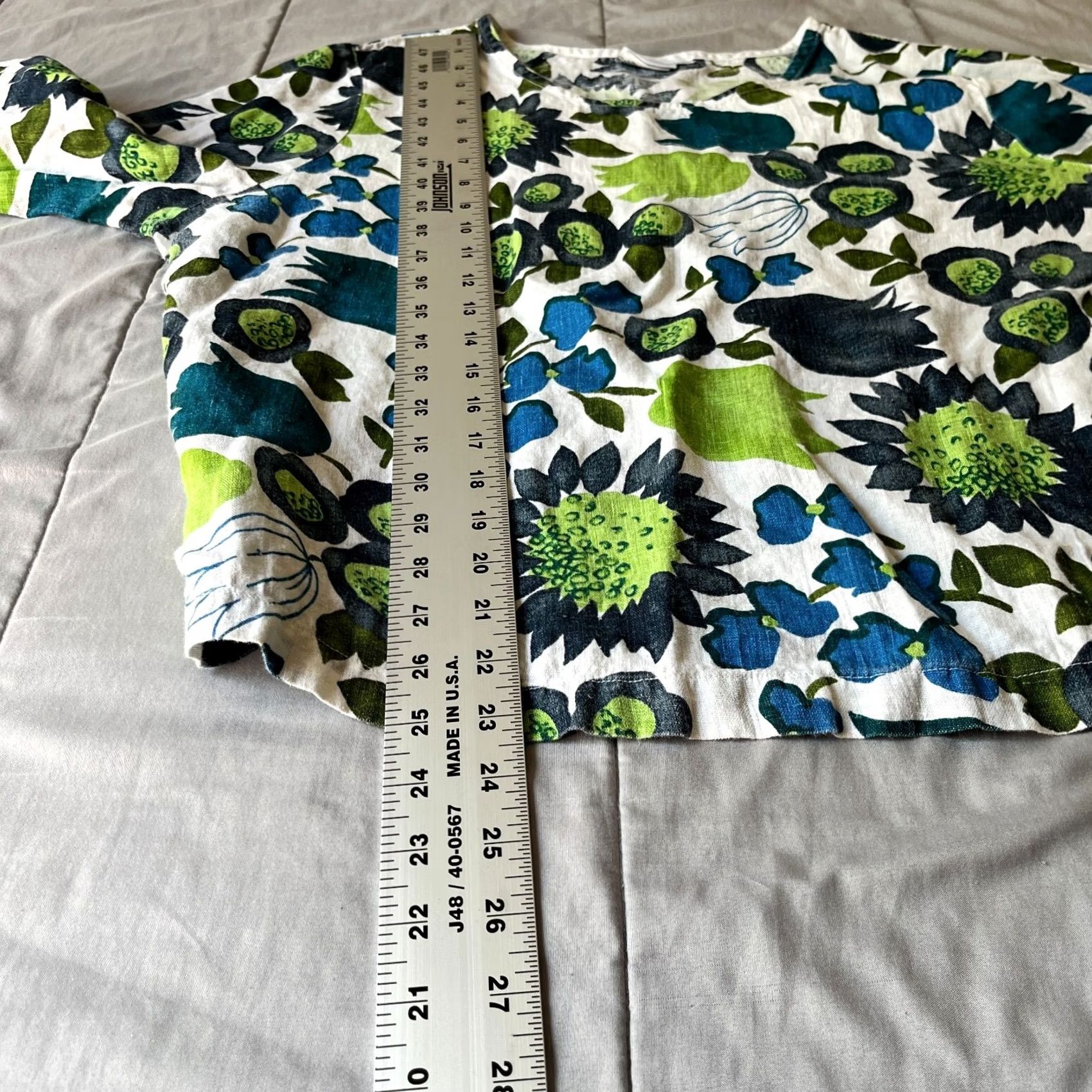 Vintage Hot Cotton Womens Floral Print 3/4 Sleeve Top XL White Round Neck Blouse Size XL / US 12-14 / IT 48-50 - 7 Thumbnail