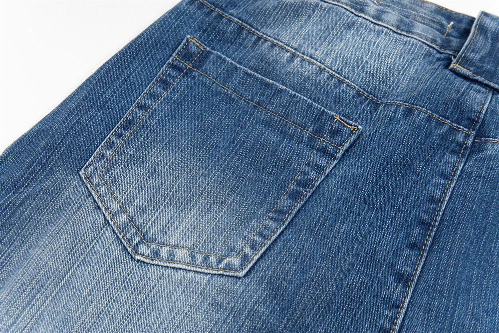 Vintage Retro Men's Street Patchwork Casual Loose Curved Blade Jeans Size US 32 / EU 48 - 5 Thumbnail