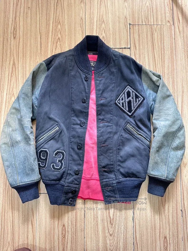 RRL Ralph Lauren RRL Ralph Lauren Classic blue dyed leather sleeve baseball Size US XS / EU 42 / 0 - 2 Thumbnail