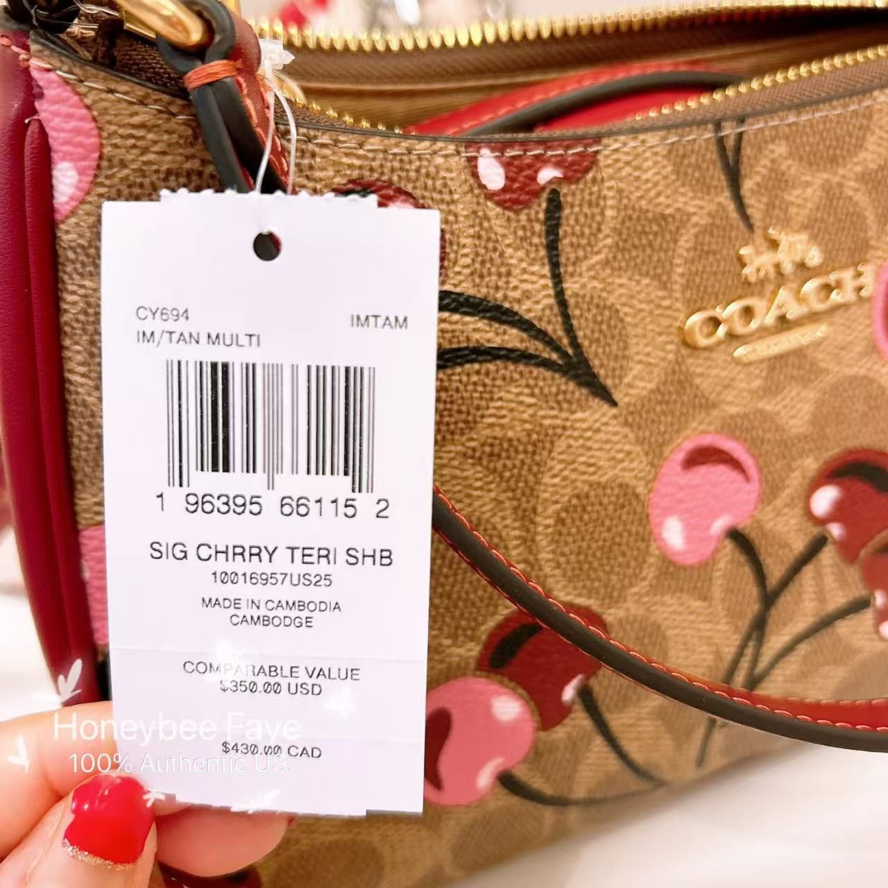 Coach Teri Shoulder Bag In Signature Canvas With Cherry CY694 Size ONE SIZE - 7 Thumbnail