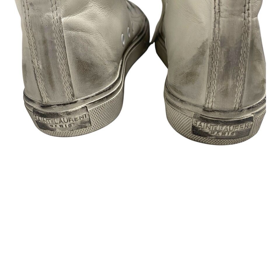 Saint Laurent Paris $695 Bedford White Distressed Leather High-Top Sneaker Size US 5 / IT 35 - 13 Thumbnail
