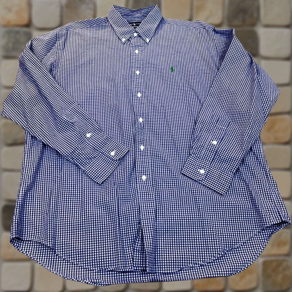 Ralph Lauren Shirt Mens 1XL Purple White Blake Pony Casual Dress, Men's