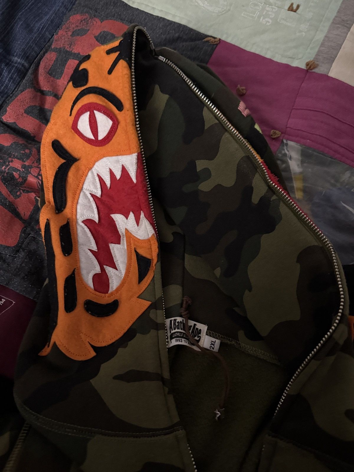 Bape Bape Tiger Hoodie Green Camo with Orange Size US XXL / EU 58 / 5 - 2 Thumbnail