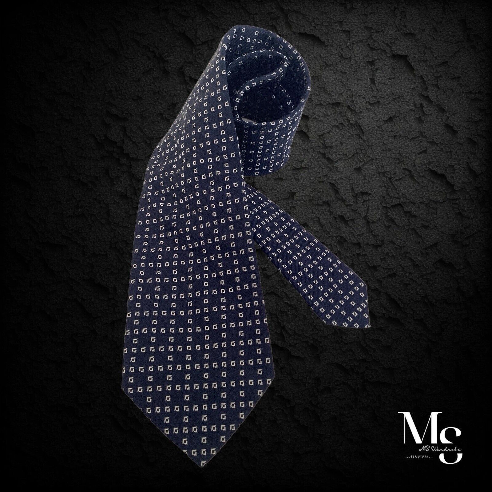 Les Copains LES COPAINS Navy Blue Geometric Silk Tie Made In Italy W: 3 Size ONE SIZE - 1 Thumbnail