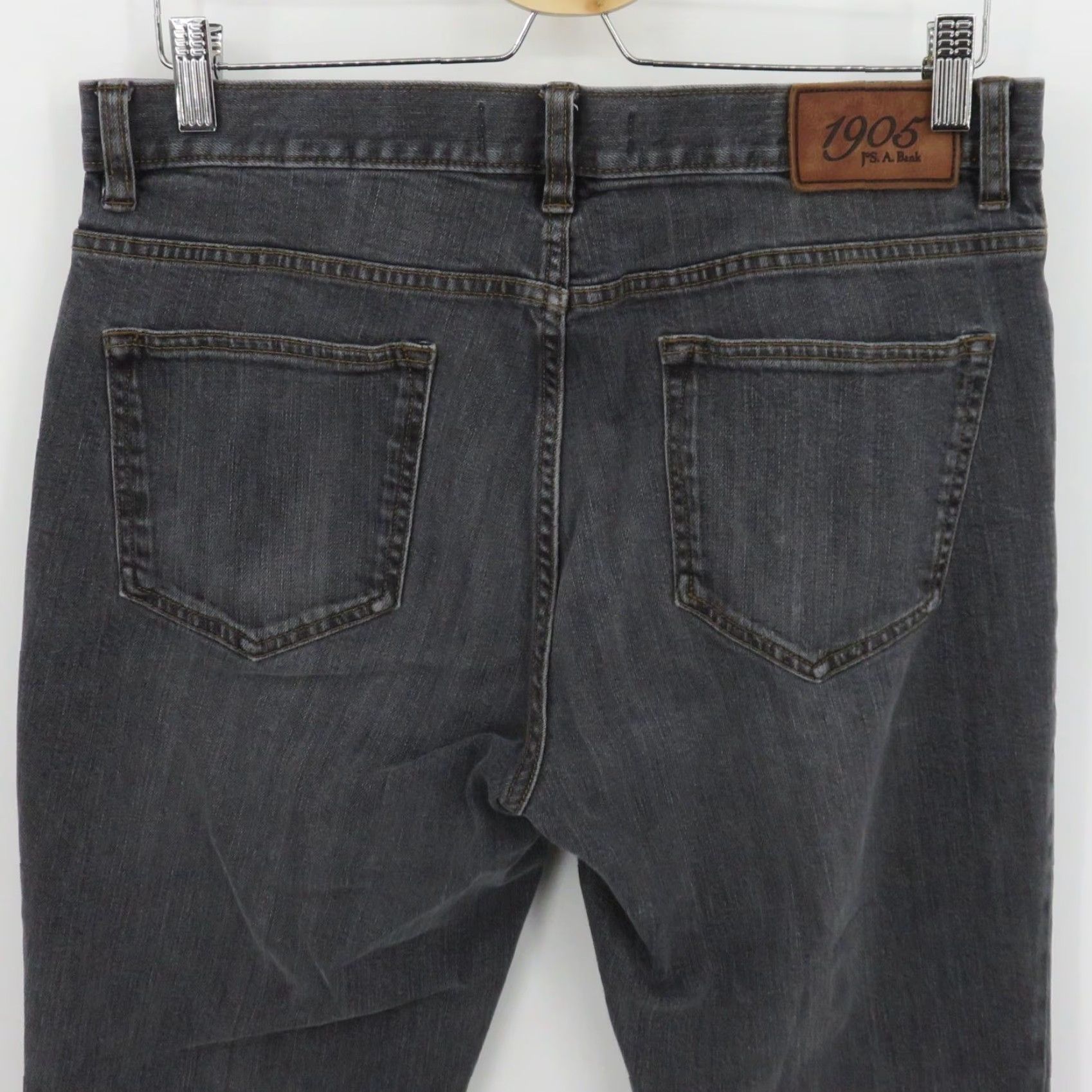 Vintage Jos A Bank Men Denim Jeans 34W 32L Tailored Fit Gray Cotton Blend 5-Pocket Design Straight Jeans Men Size US 34 / EU 50 - 5 Thumbnail