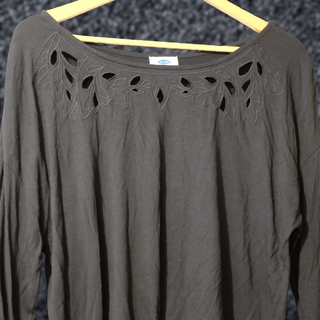 Old Navy Old Navy Shirt Womens L Black Long Sleeve Boat Neck Super Soft Size L / US 10 / IT 46 - 1 Thumbnail