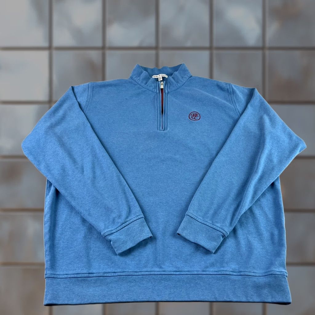 Peter Millar Peter Millar Sweater Mens L Blue 1/4 Zip Heather Interlock Golf Pullover Cotton Shirt Size US L / EU 52-54 / 3 - 1 Thumbnail