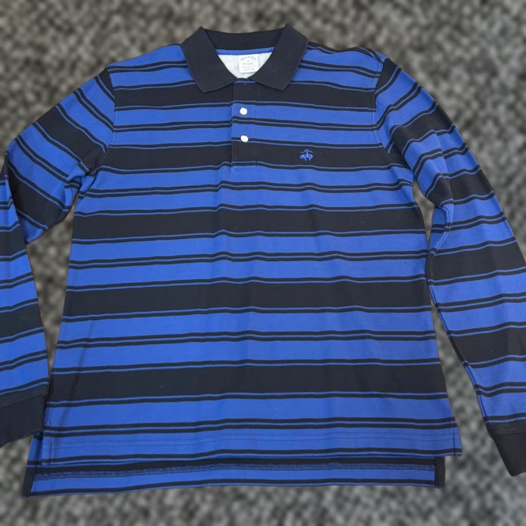 Brooks Brothers Brooks Brothers Polo Shirt Mens M Long Sleeve Slim Blue Black Stripe Performance Polo Casual Workwear Golf Tennis Walking Size US M / EU 48-50 / 2 - 1 Thumbnail
