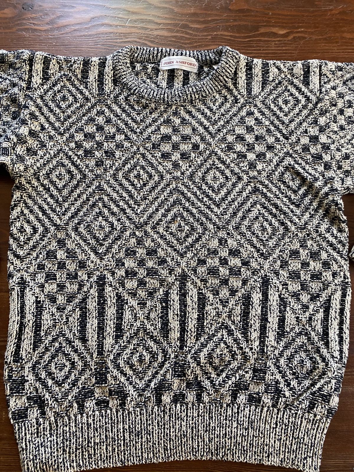 John Ashford Vintage 90’s John Ashford Diamond Pattern Knit Sweater Size US S / EU 44-46 / 1 - 3 Thumbnail