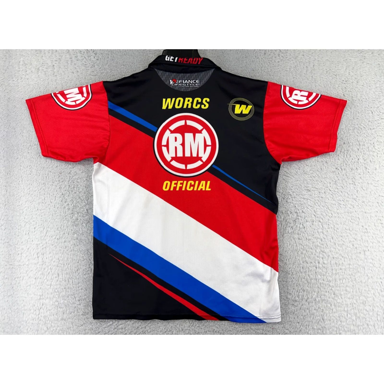Vintage Worcs Racing Mens Jersey L Shirt USA 90s Vintage Collared Short Sleeve Red Black Blue Embroidered Logo Size US L / EU 52-54 / 3 - 2 Thumbnail