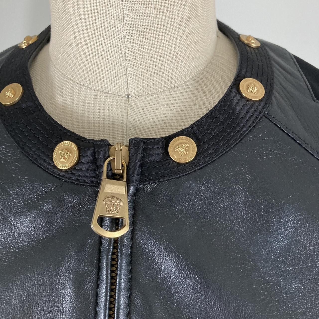 Versace versace black leather jersey panel motorcycle biker jacket Size S / US 4 / IT 40 - 3 Thumbnail