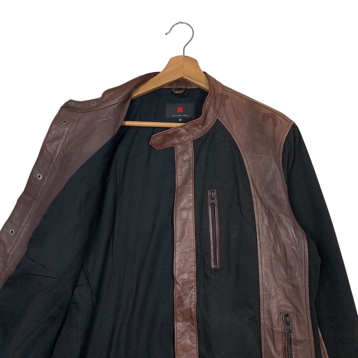 Japanese Brand Y2K MOVEMENT CULTURE Hybrid Leather Jacket #2723-C122 Size US S / EU 44-46 / 1 - 10 Thumbnail