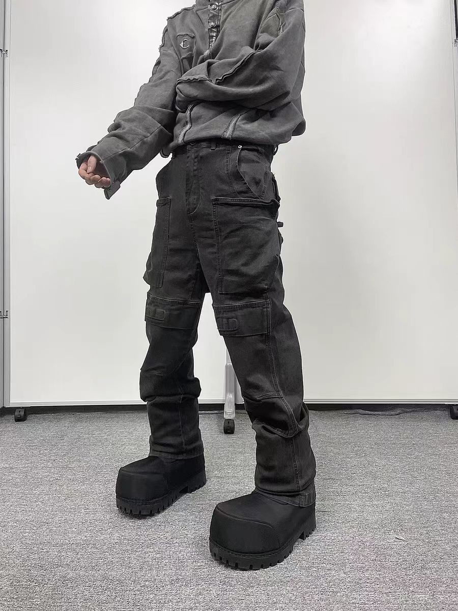 Japanese Brand × Jean Heavy work dirty washed distressed cargo jeans Size US 34 / EU 50 - 1 Thumbnail