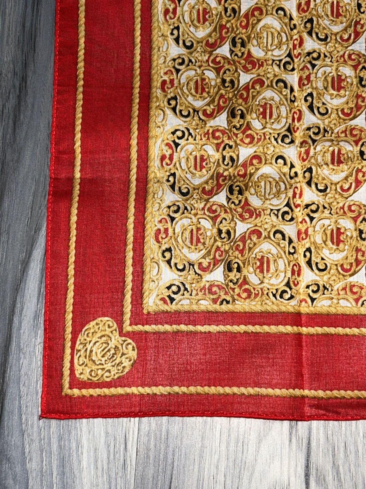 Dior Vintage Christian Dior Red & Gold Cotton Handkerchief Size ONE SIZE - 6 Thumbnail