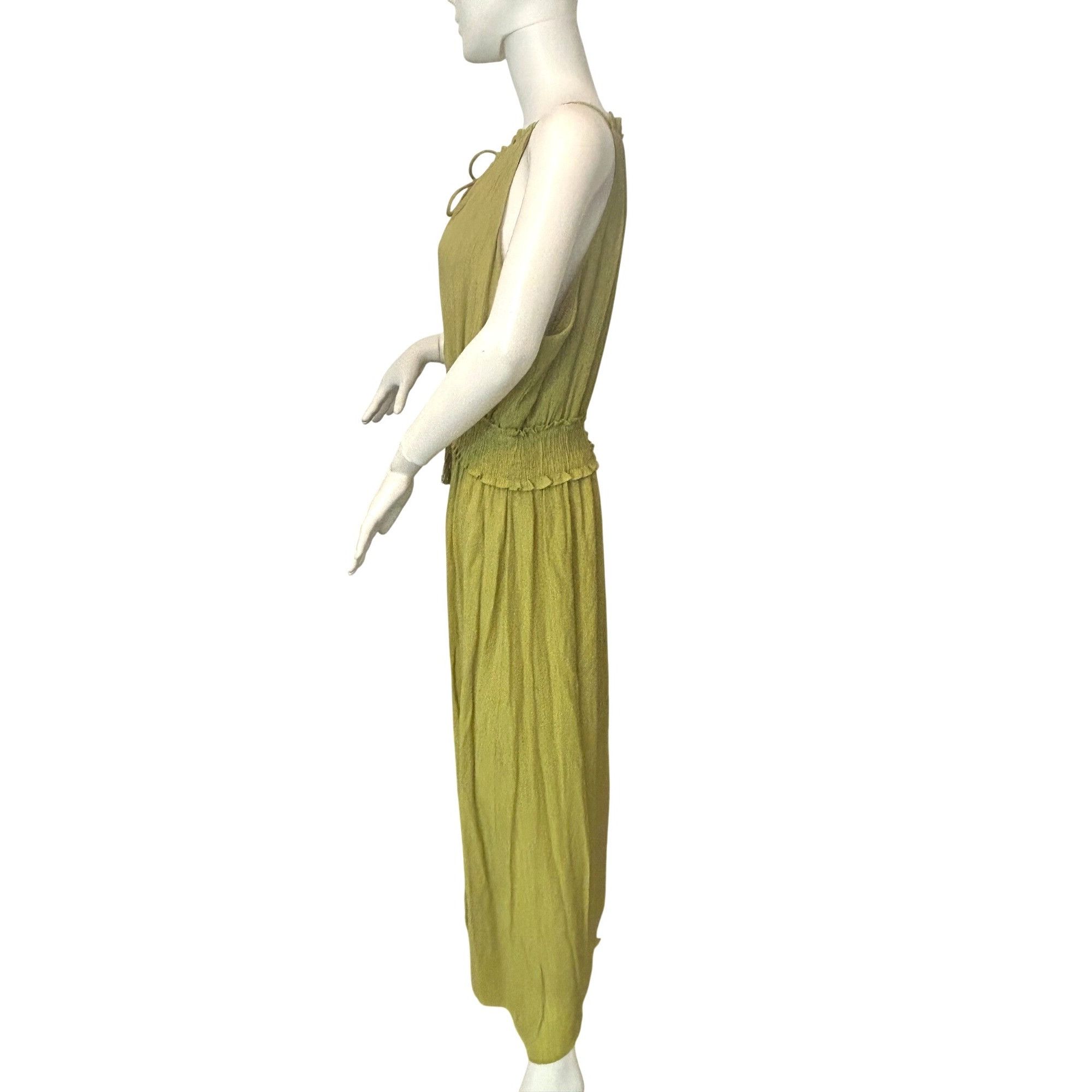 Other Taylor Maxi Dress L Chartreuse Drawstring Halter Sleeveless Size L / US 10 / IT 46 - 2 Thumbnail