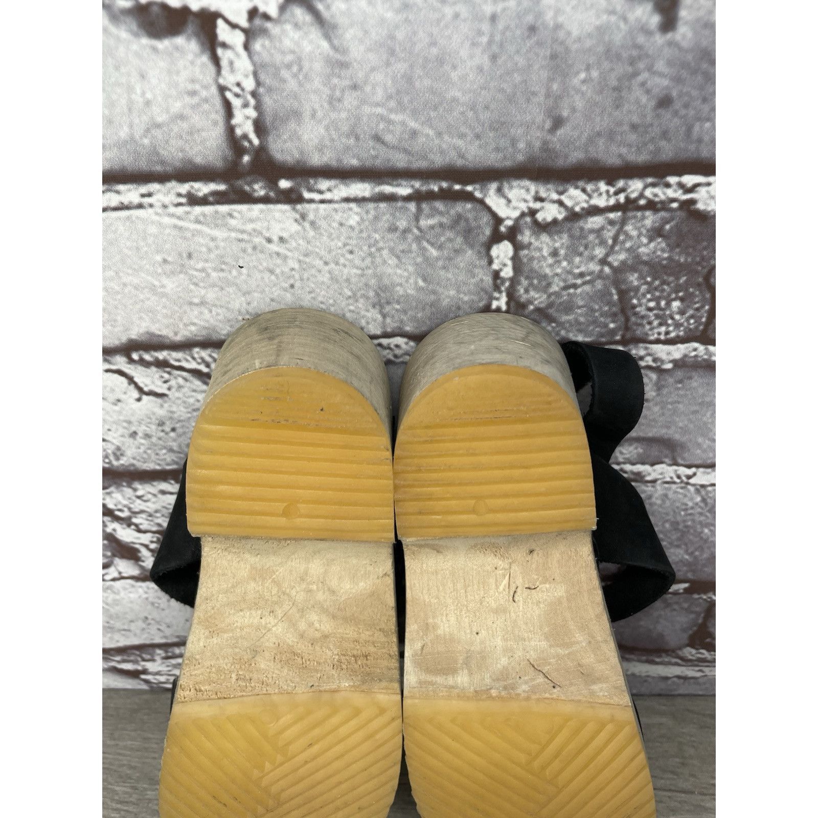Other Mabo Black Leather Peep Toe Strap Sweden Clogs Heel Sandals Size US 4 / IT 34 - 7 Thumbnail