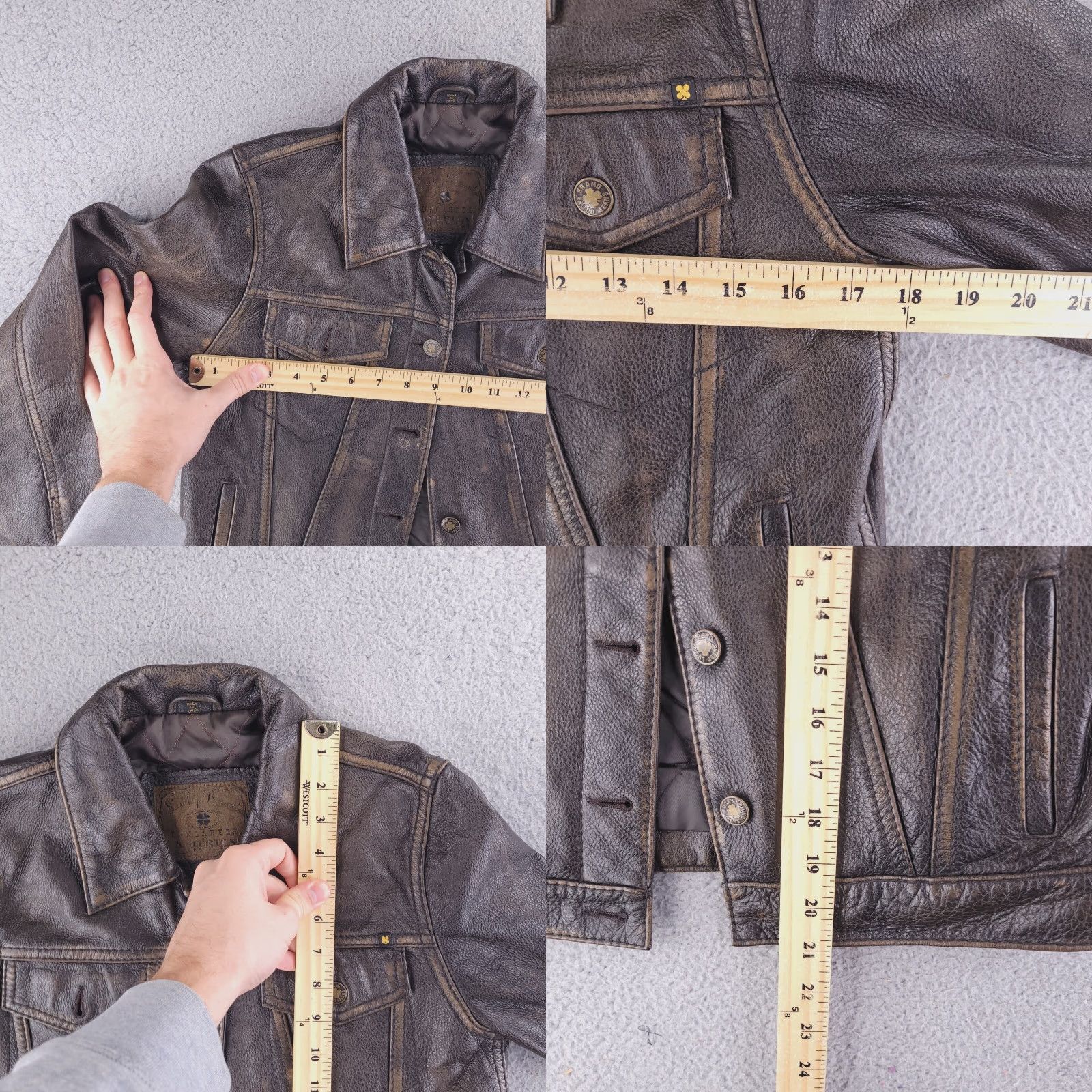 Lucky Brand Lucky Brand Leather Jacket Women's Medium Brown Real Heavyweight Dungarees Size 32" / US 10 / IT 46 - 8 Thumbnail