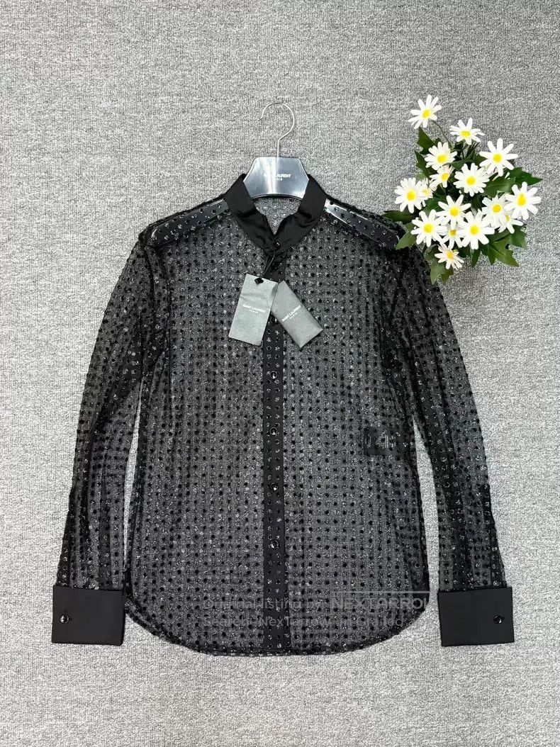 Saint Laurent Paris Saint Laurent Paris Shiny Sequin Polka Dot Mesh Cut-Out Sh Size XS / US 0-2 / IT 36-38 - 1 Thumbnail