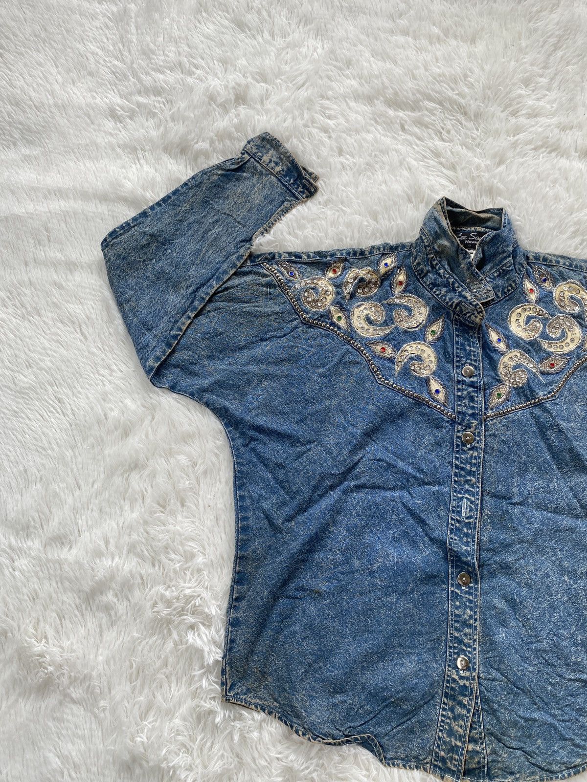Vintage VINTAGE Lee Sands Hawaii Denim Button Jacket Women Size L / US 10 / IT 46 - 2 Thumbnail