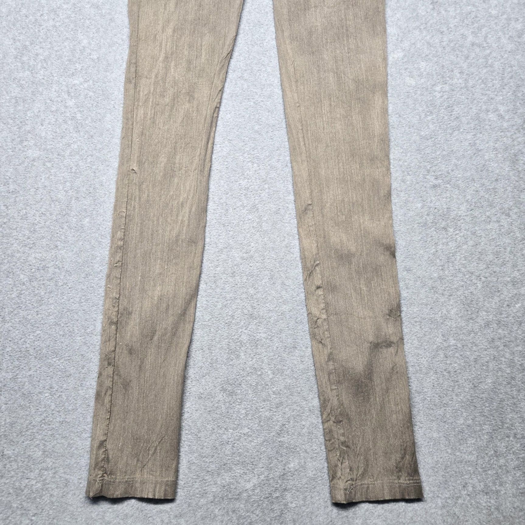 Vintage Dušan Dress Pants Womens L Beige Silk Blend Skinny Leg Stretch Made In Italy Size 36" / US 14 / IT 50 - 2 Thumbnail