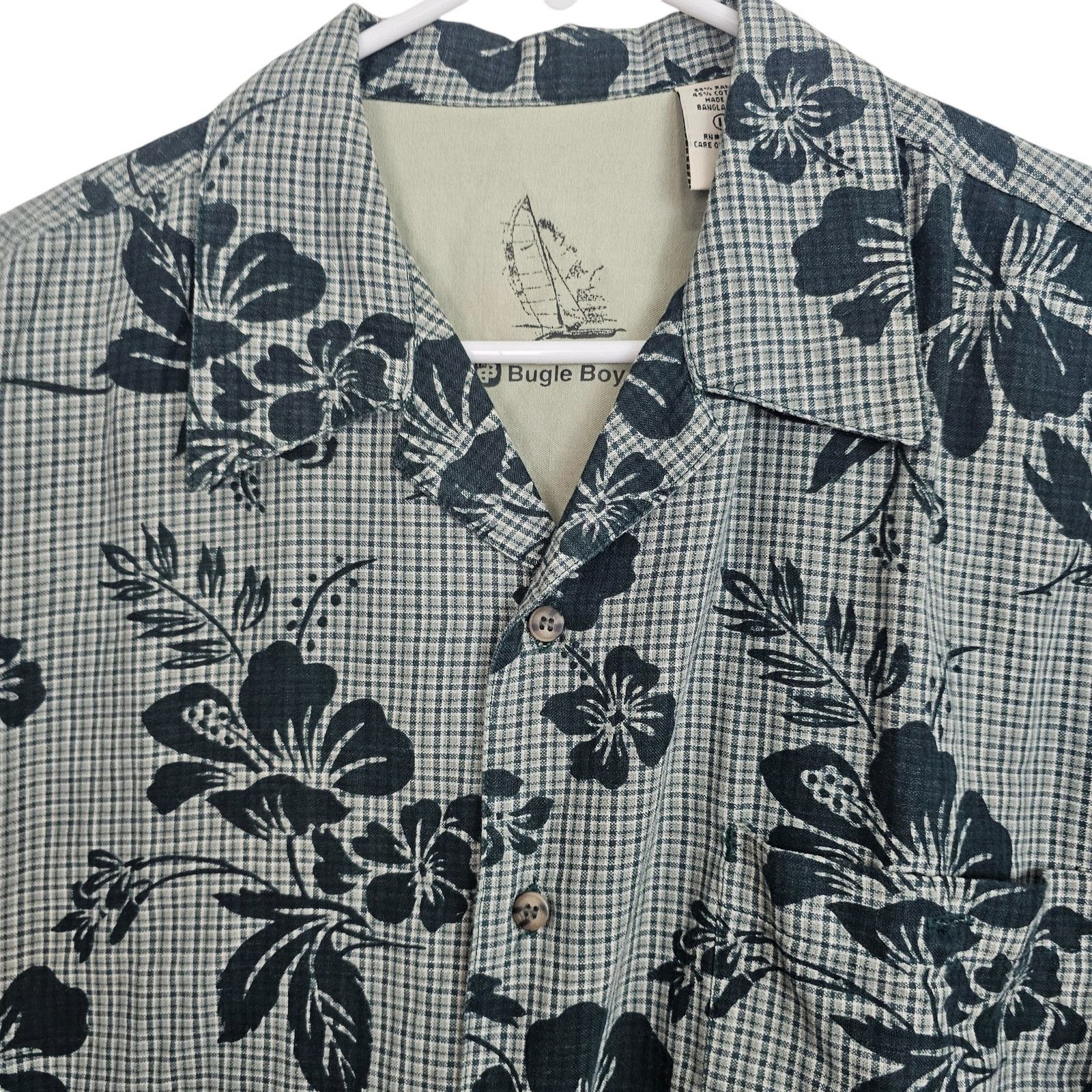 Bugle Boy Bugle Boy Mens Plaid Floral Shirt Button Shirt Sz L Hawaiian Size US L / EU 52-54 / 3 - 2 Thumbnail