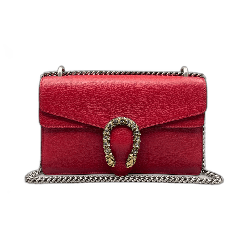 Gucci Red Leather Shoulder Bag with Buckle