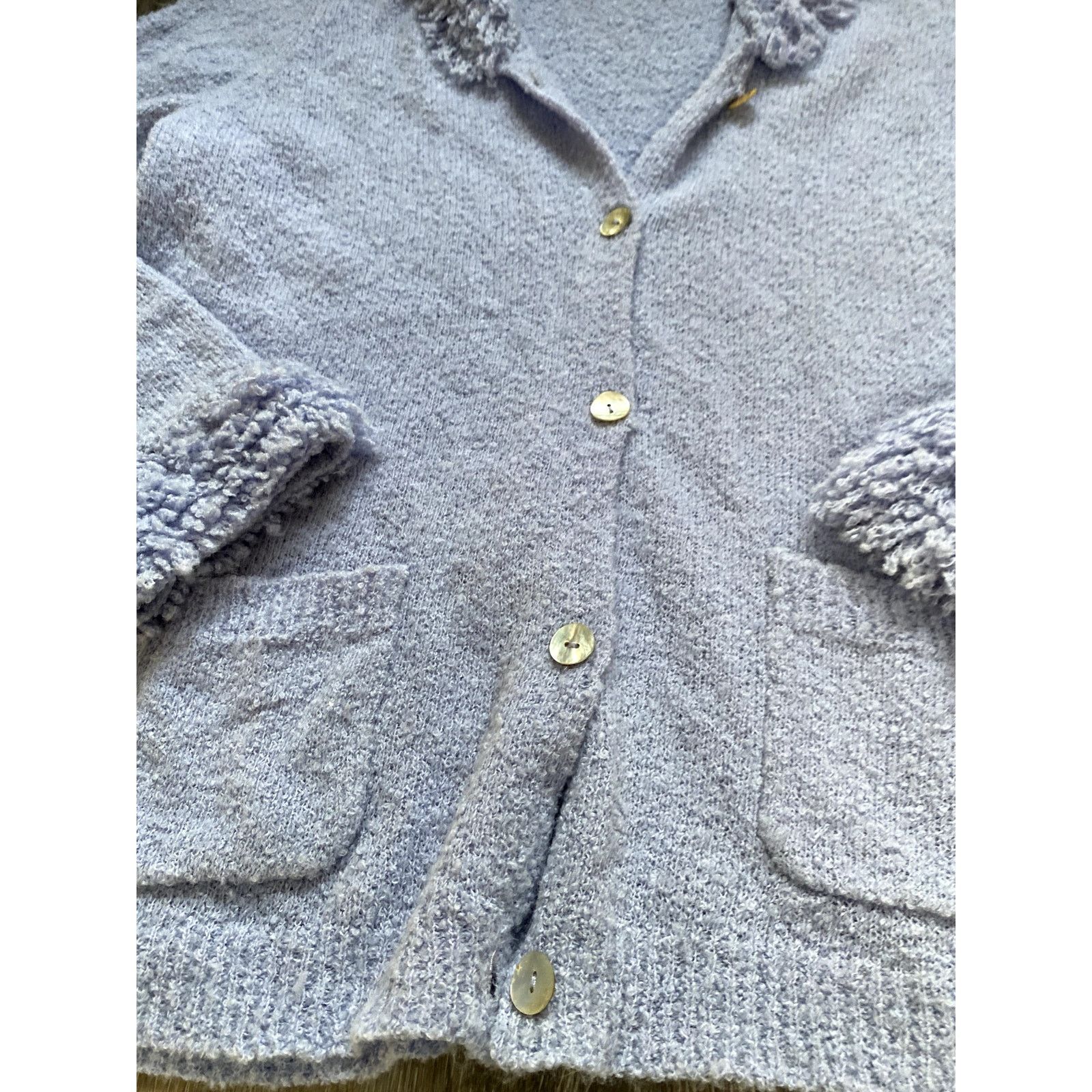 Other Y2K Wool Shag Fringe Fuzzy Knit Blue Large Cardigan Sweater Size L / US 10 / IT 46 - 5 Thumbnail
