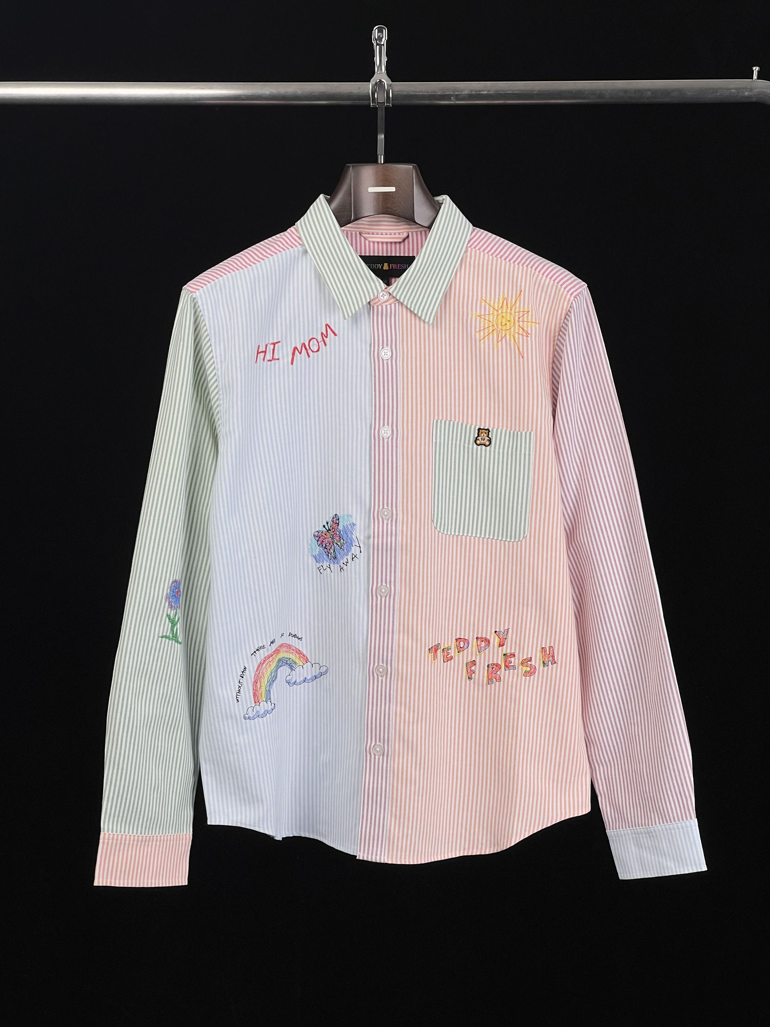 Teddy Fresh Brand New Doodle Pinstripe Shirt Embroidery Hila Klein Size US M / EU 48-50 / 2 - 1 Thumbnail