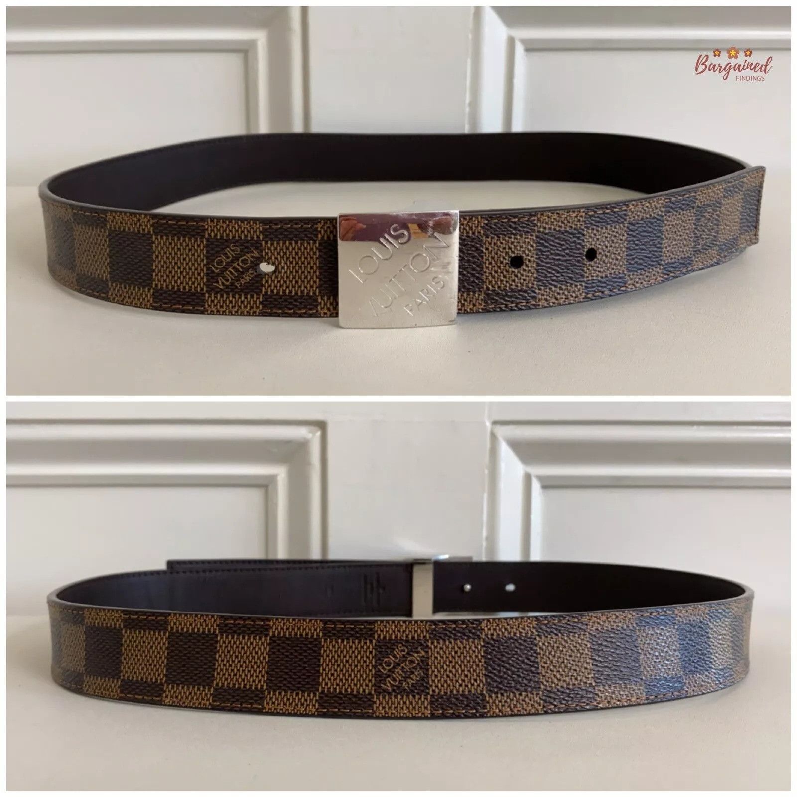 Louis Vuitton Louis Vuitton Damier Coated Leather Silver Buckle Belt Size 28 - 4 Thumbnail