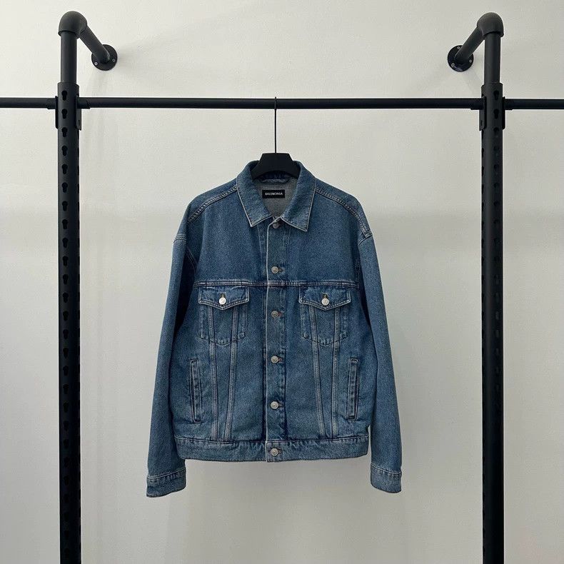 Balenciaga Balenciaga Logo Print Denim Jacket Size US XXL / EU 58 / 5 - 1 Thumbnail