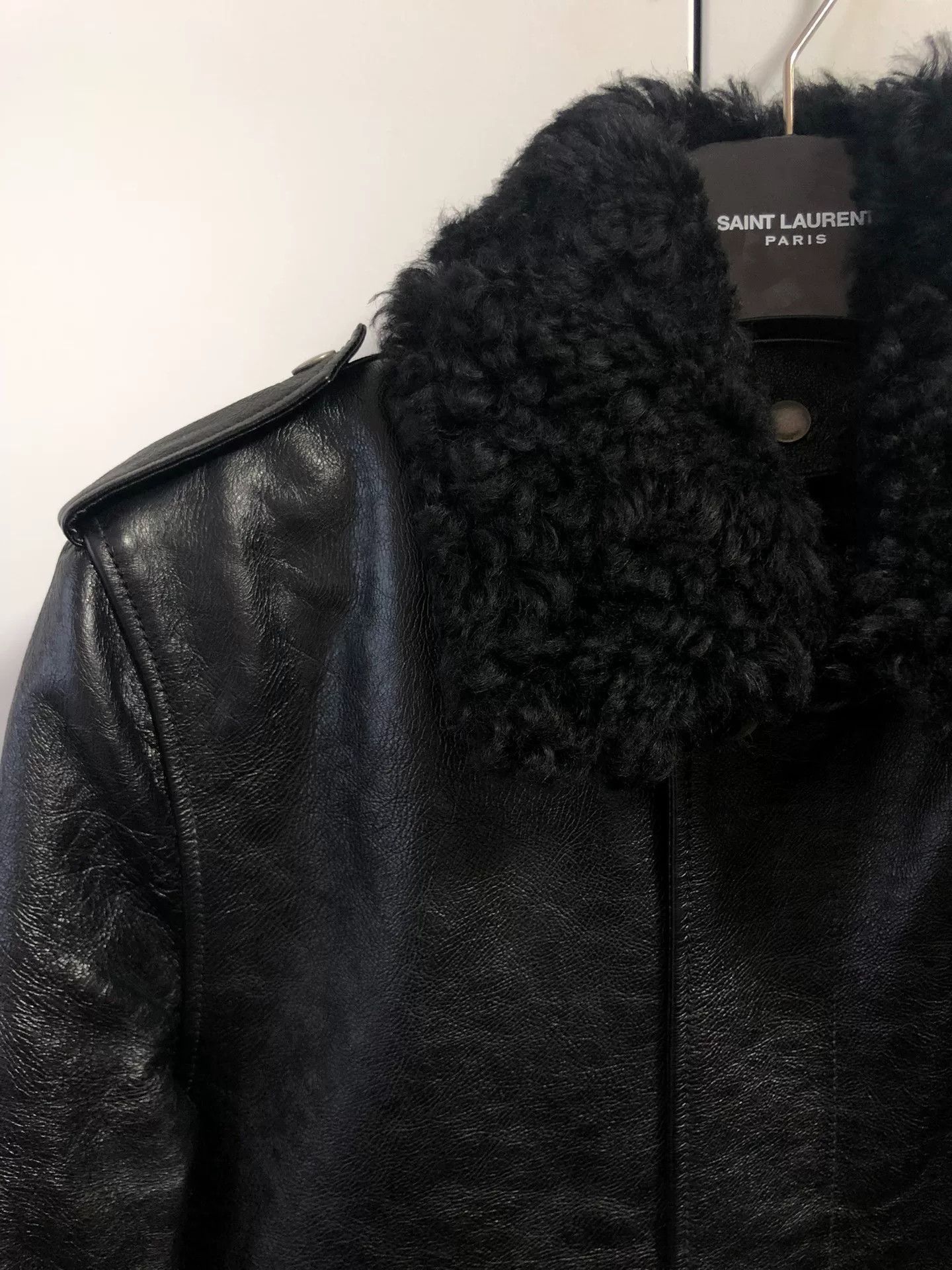 Saint Laurent Paris Saint Laurent Pilot Jacket with Wool Collar. Size US S / EU 44-46 / 1 - 2 Thumbnail