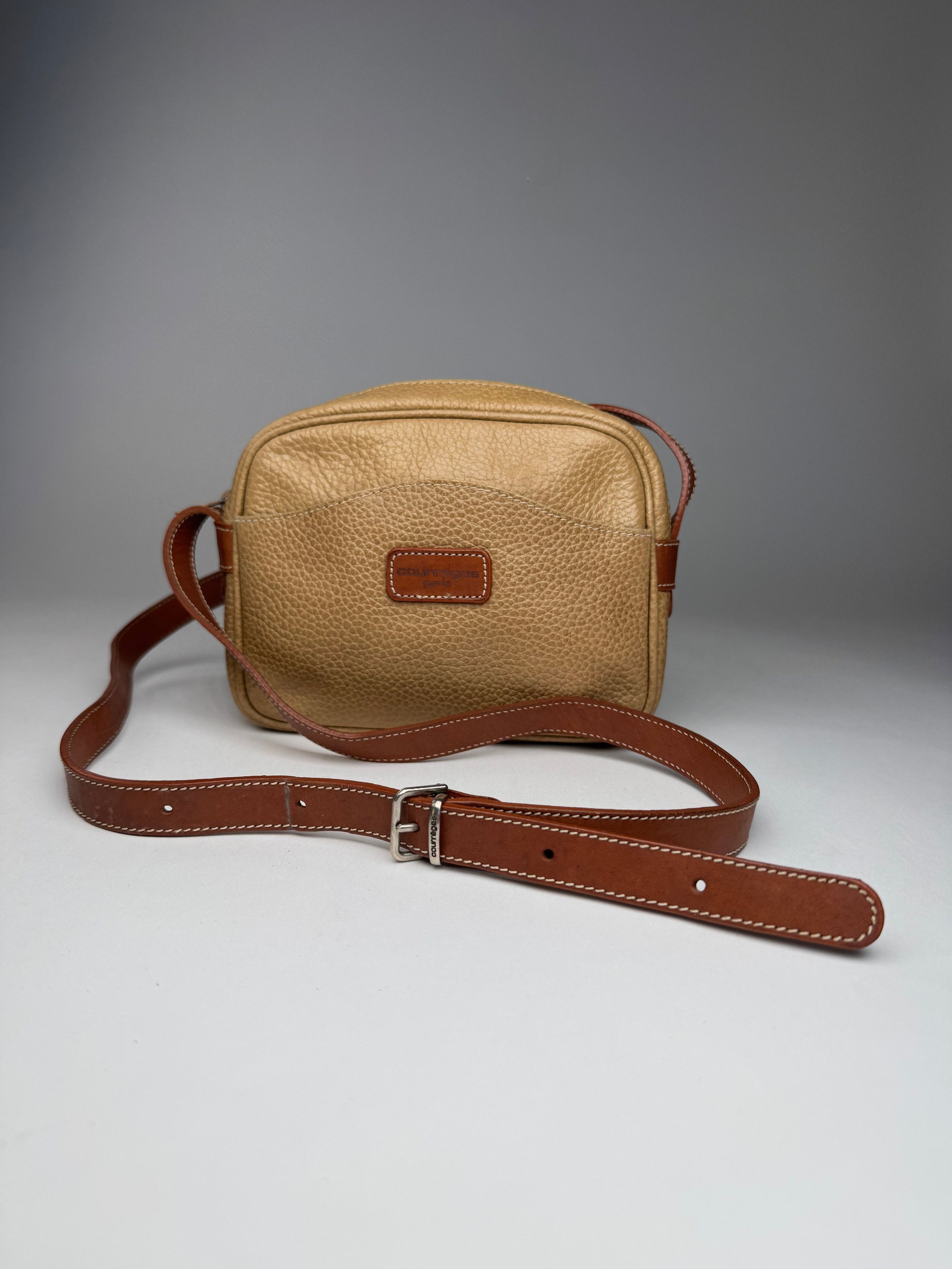 Courreges Vintage Paris Leather Crossbody Bag Beige Brown Size ONE SIZE - 1 Thumbnail