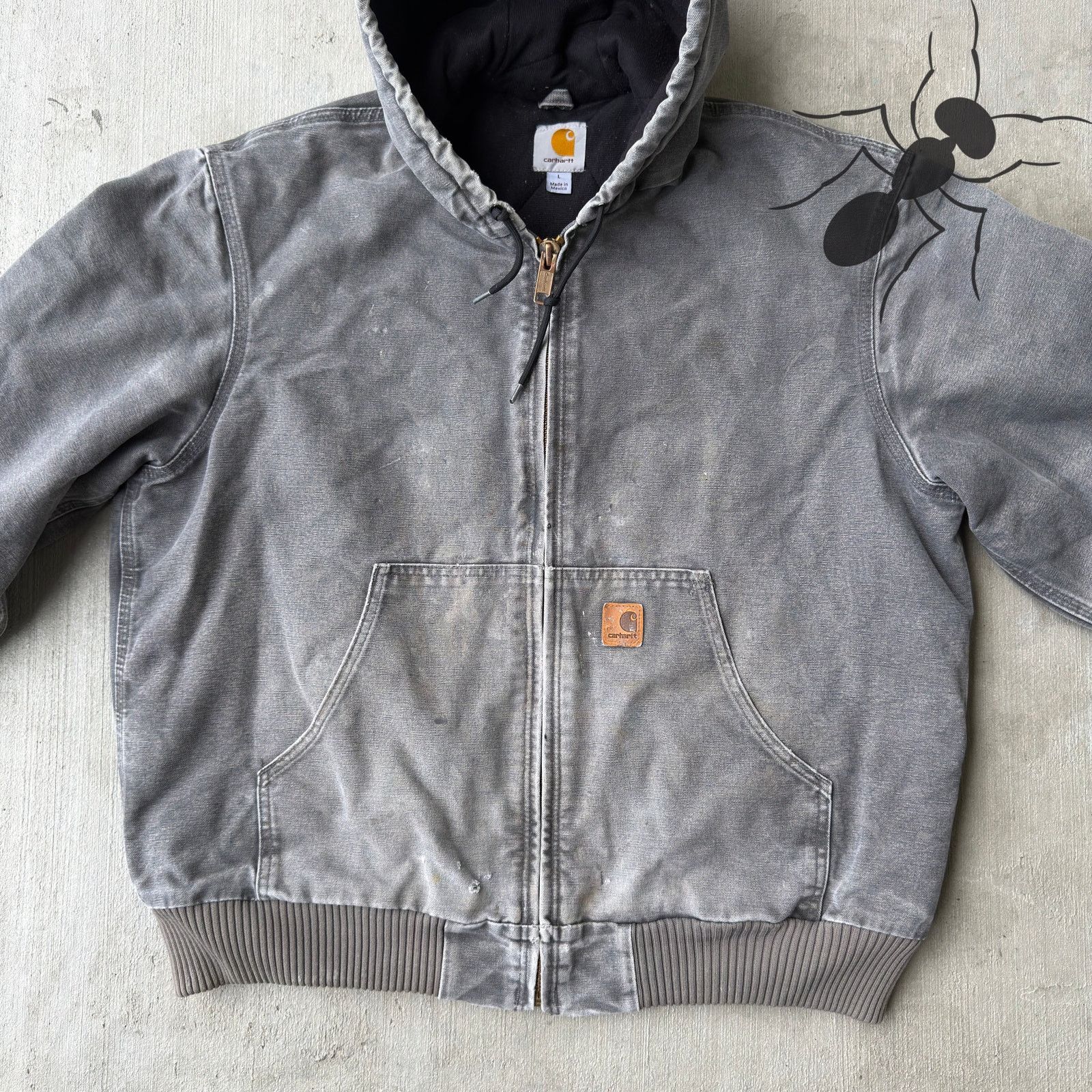 Carhartt × Vintage Carhartt J130 GVL Gray hooded work wear jacket Size US L / EU 52-54 / 3 - 3 Thumbnail