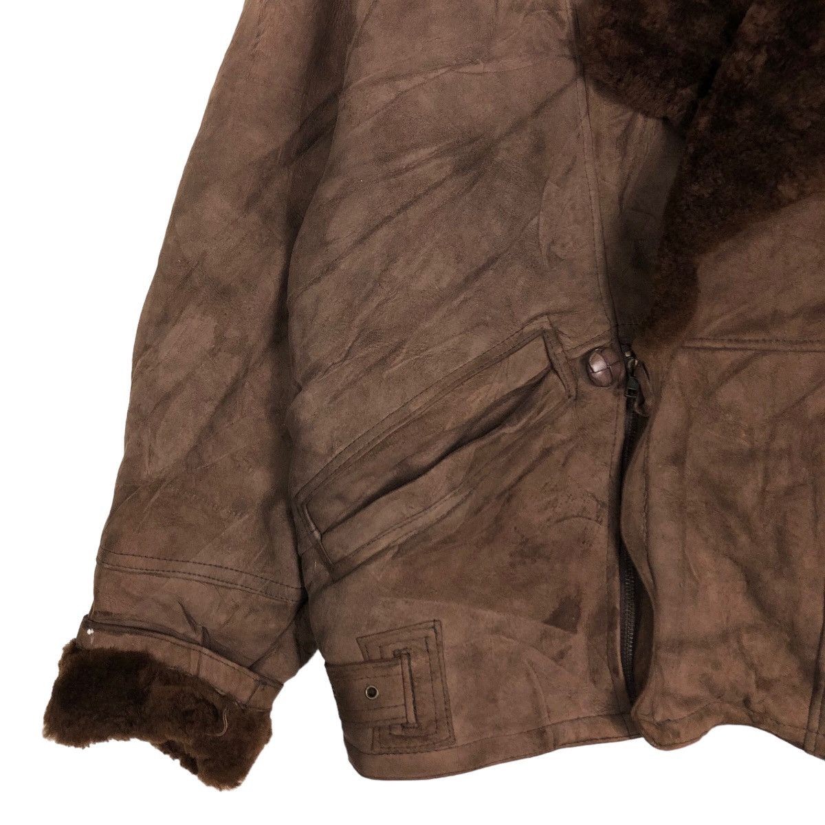 Vintage 🔥Vtg Genuine Suede Shearling Natural Peau Laine Bomber Size US M / EU 48-50 / 2 - 4 Thumbnail