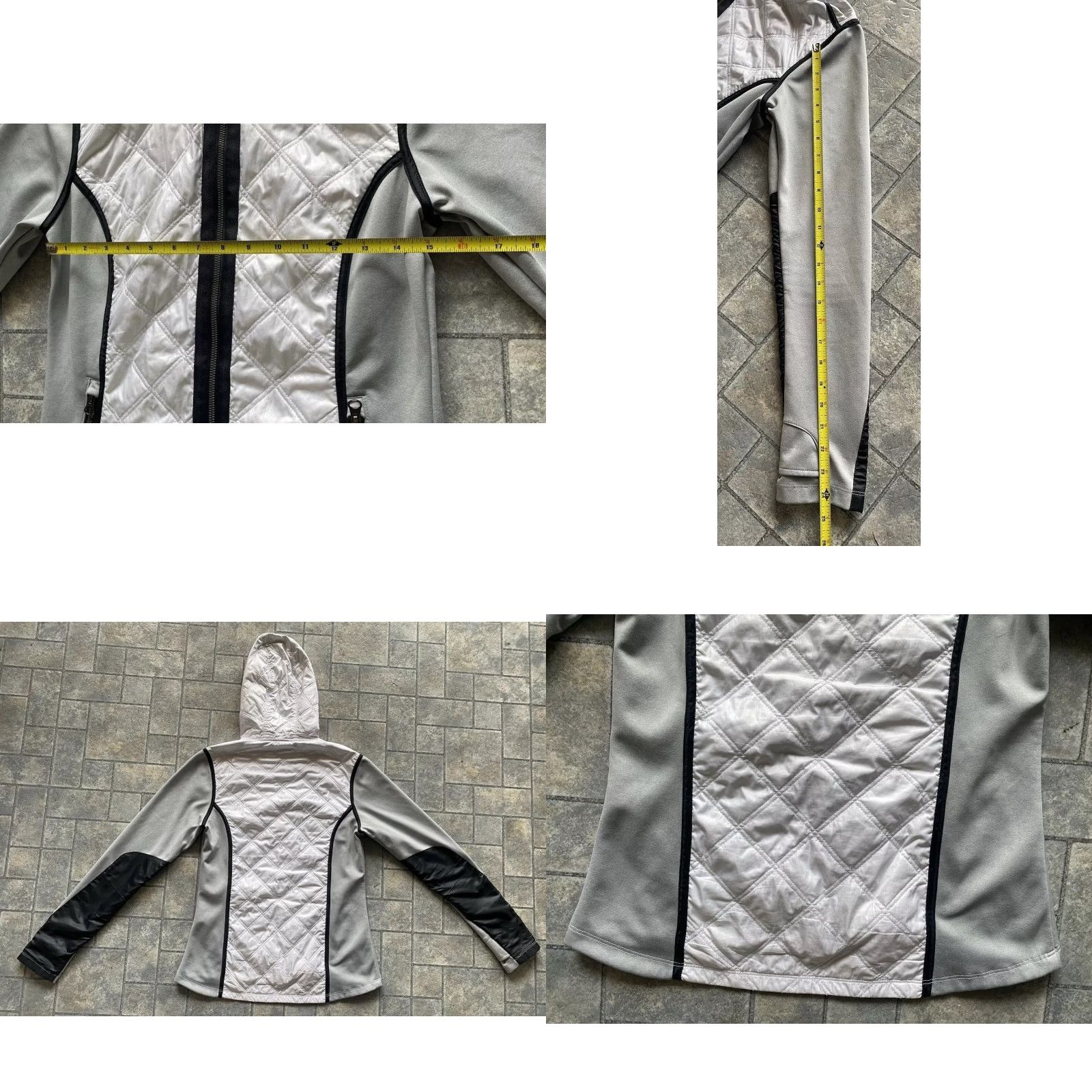 Athleta VINTAGE Athleta WOMENS SMALL Quilted Puffer Jacket Hooded Gray White Zip Long Sleeve Size S / US 4 / IT 40 - 10 Thumbnail