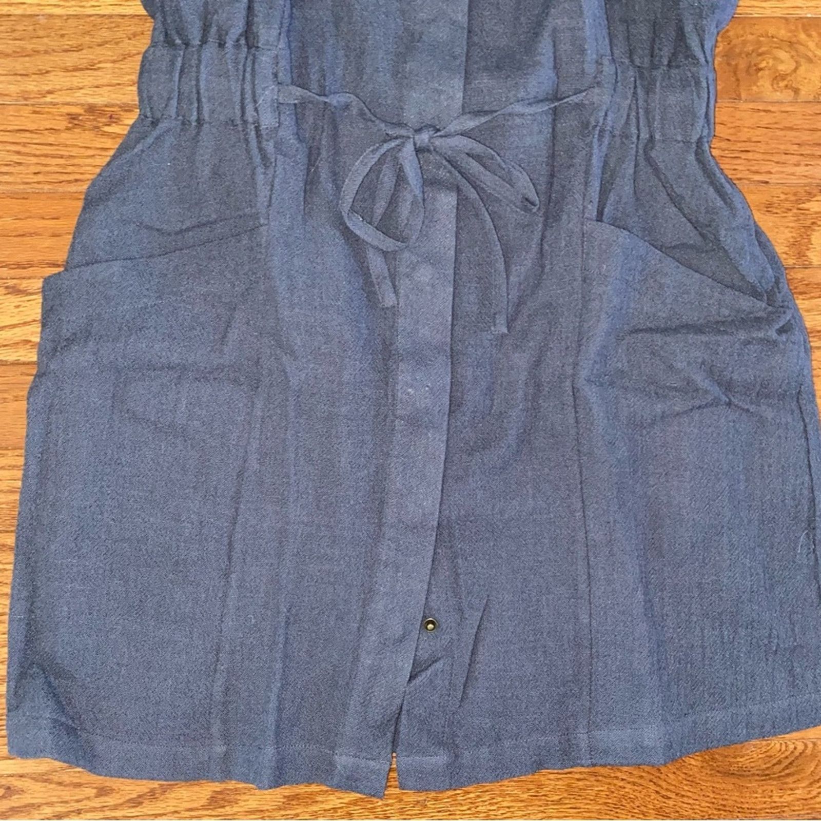 Calypso St Barth New Calypso St Barth $350 Gray Linen Snap Front Dress MED Size M / US 6-8 / IT 42-44 - 5 Thumbnail