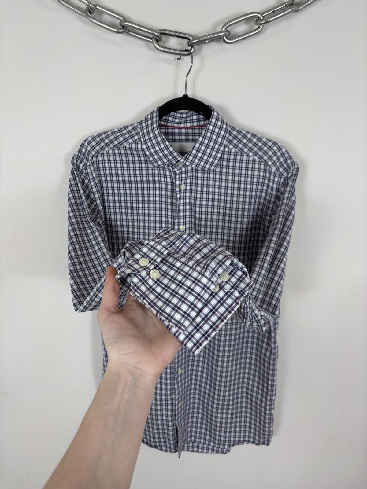 Eton Eton Men’s Contemporary Fit Multicolor Check Button Up Shirt Size US L / EU 52-54 / 3 - 6 Thumbnail