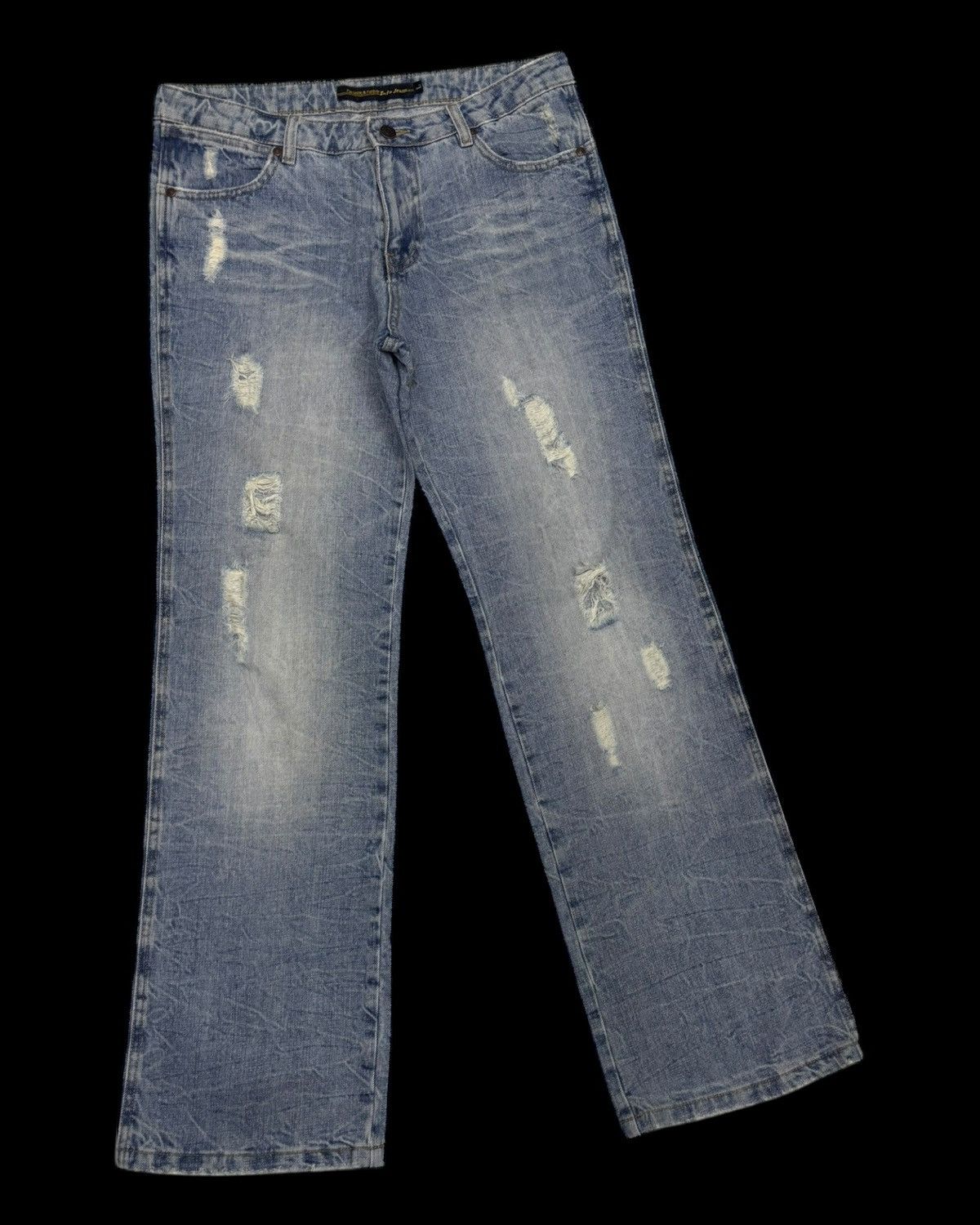 Japanese Brand FLARE JEANS💥90s Japanese Denim Fantastic & Forever Distress Size US 33 - 3 Thumbnail