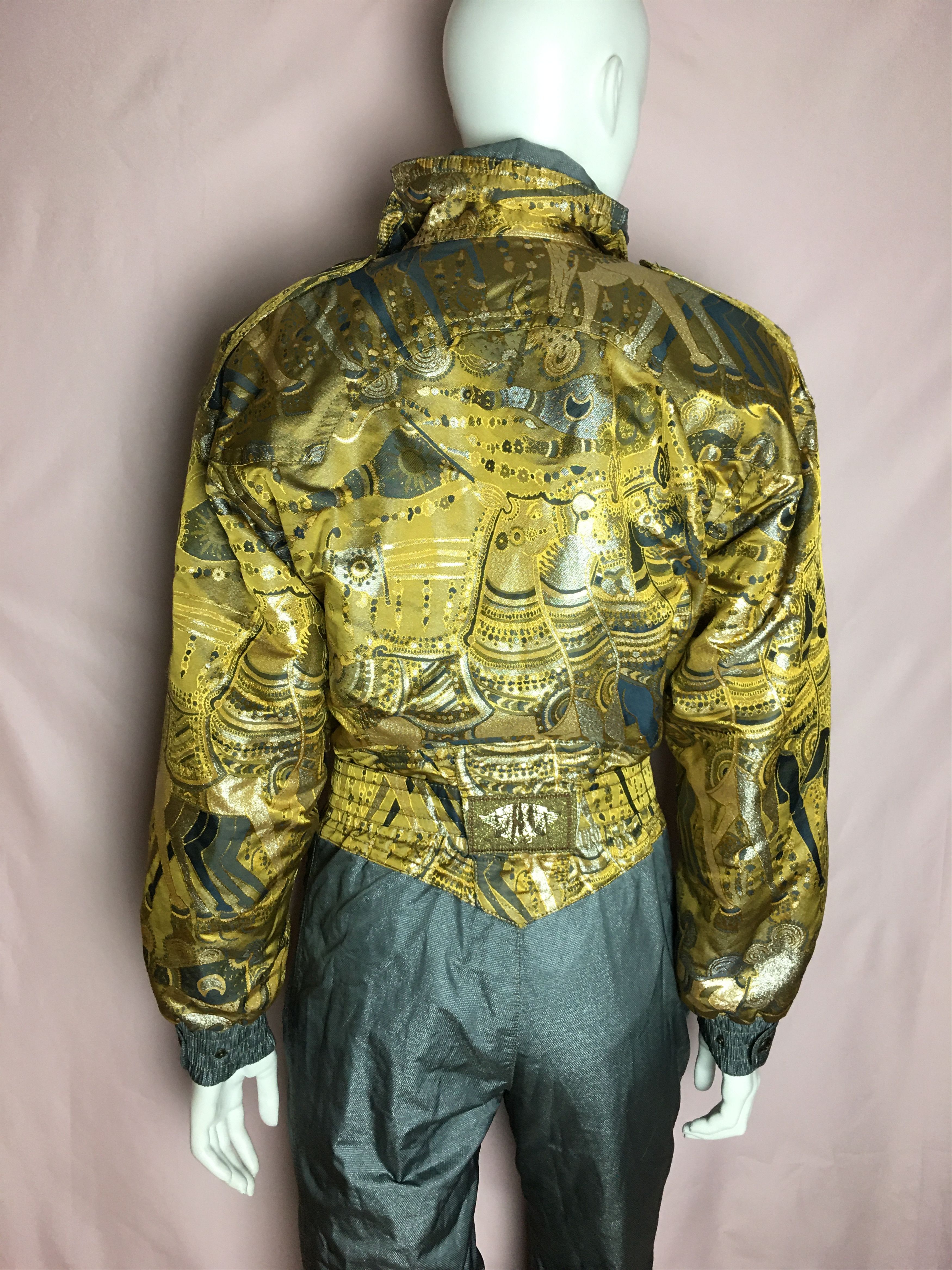 Vintage Rare 80s Vintage EMMEGI Gold One Piece Ski Suit Size 27" / US 4 / IT 40 - 4 Thumbnail