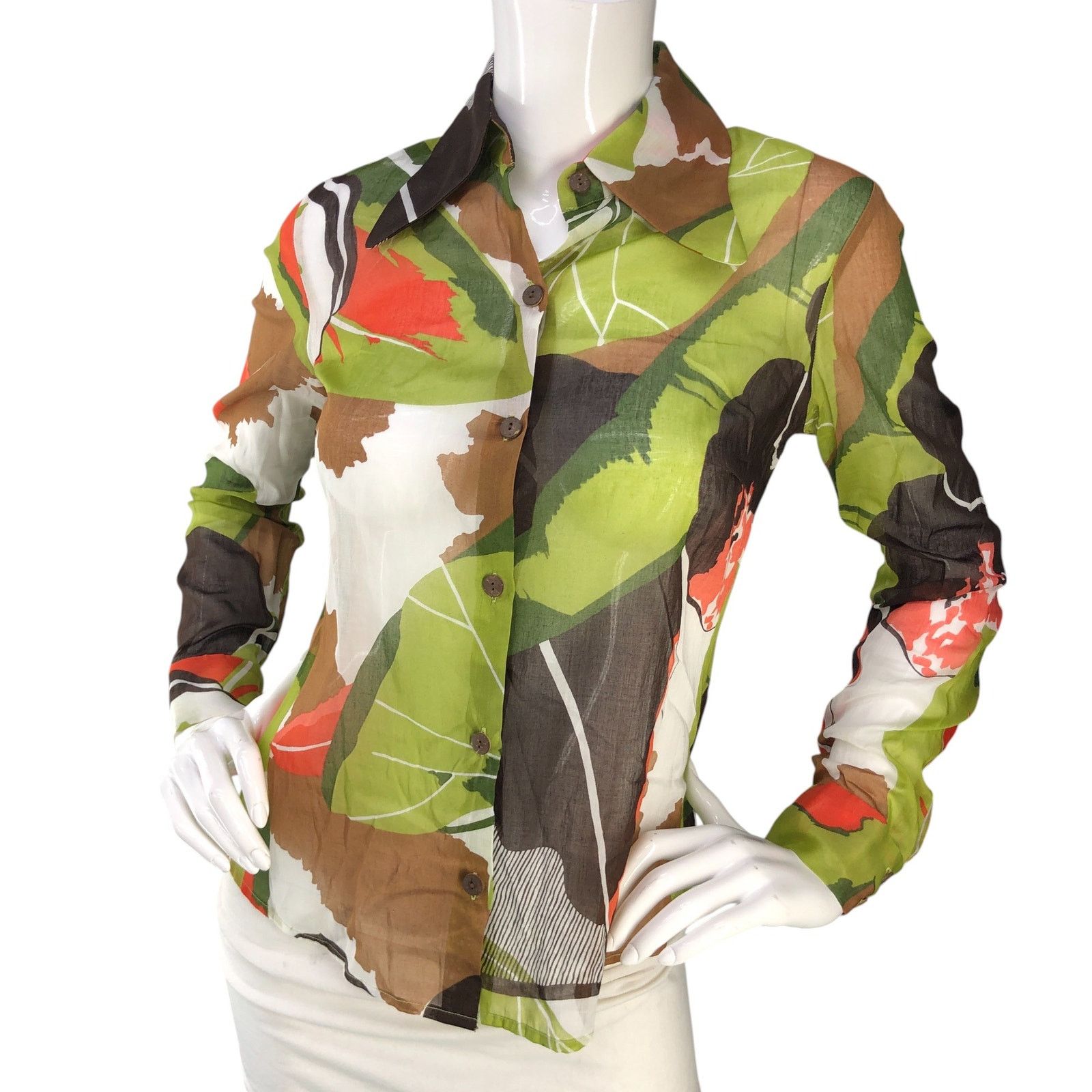 MILLY Milly Size 6 Top Button Front Shirt Large Collar 70's Style Size M / US 6-8 / IT 42-44 - 1 Thumbnail