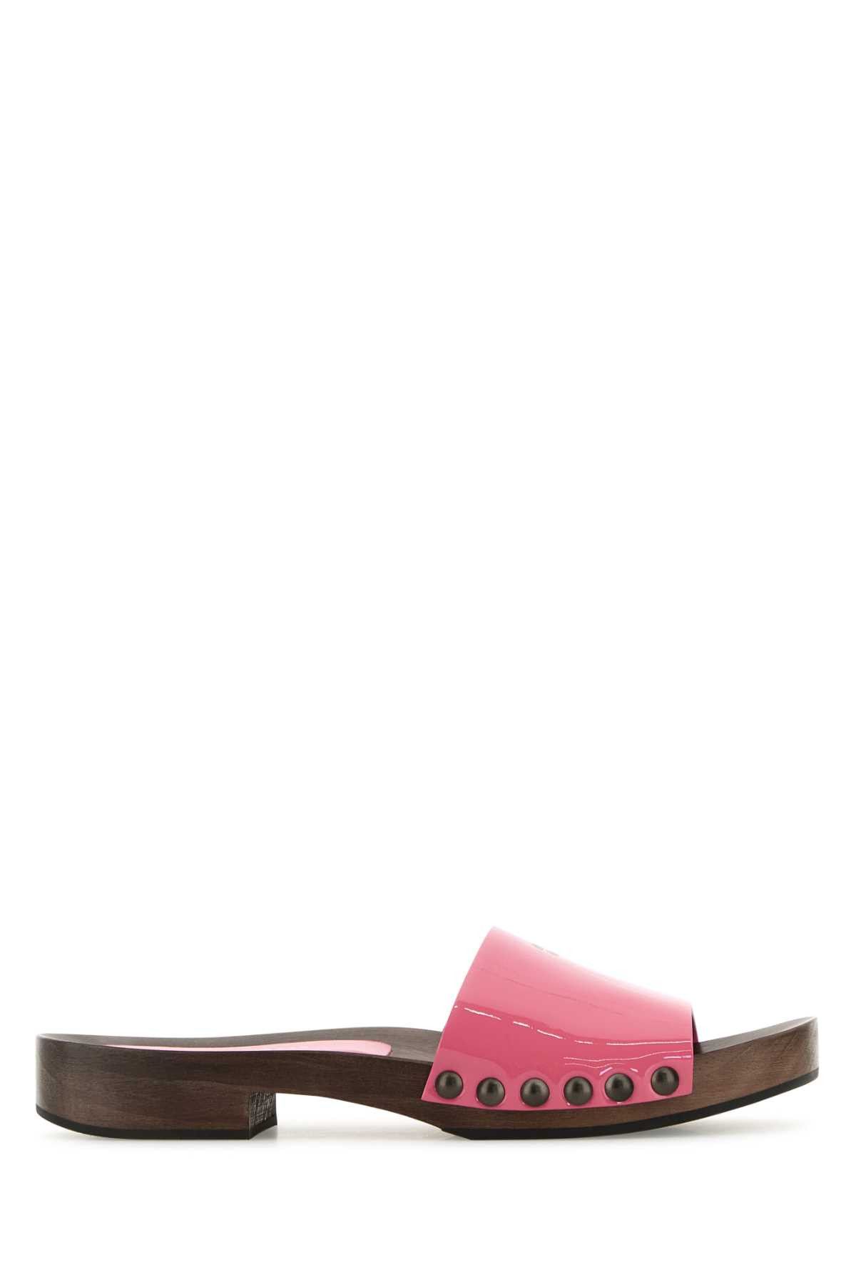 Miu Miu Fuchsia Leather Clogs Size US 11 / IT 41 - 1 Thumbnail