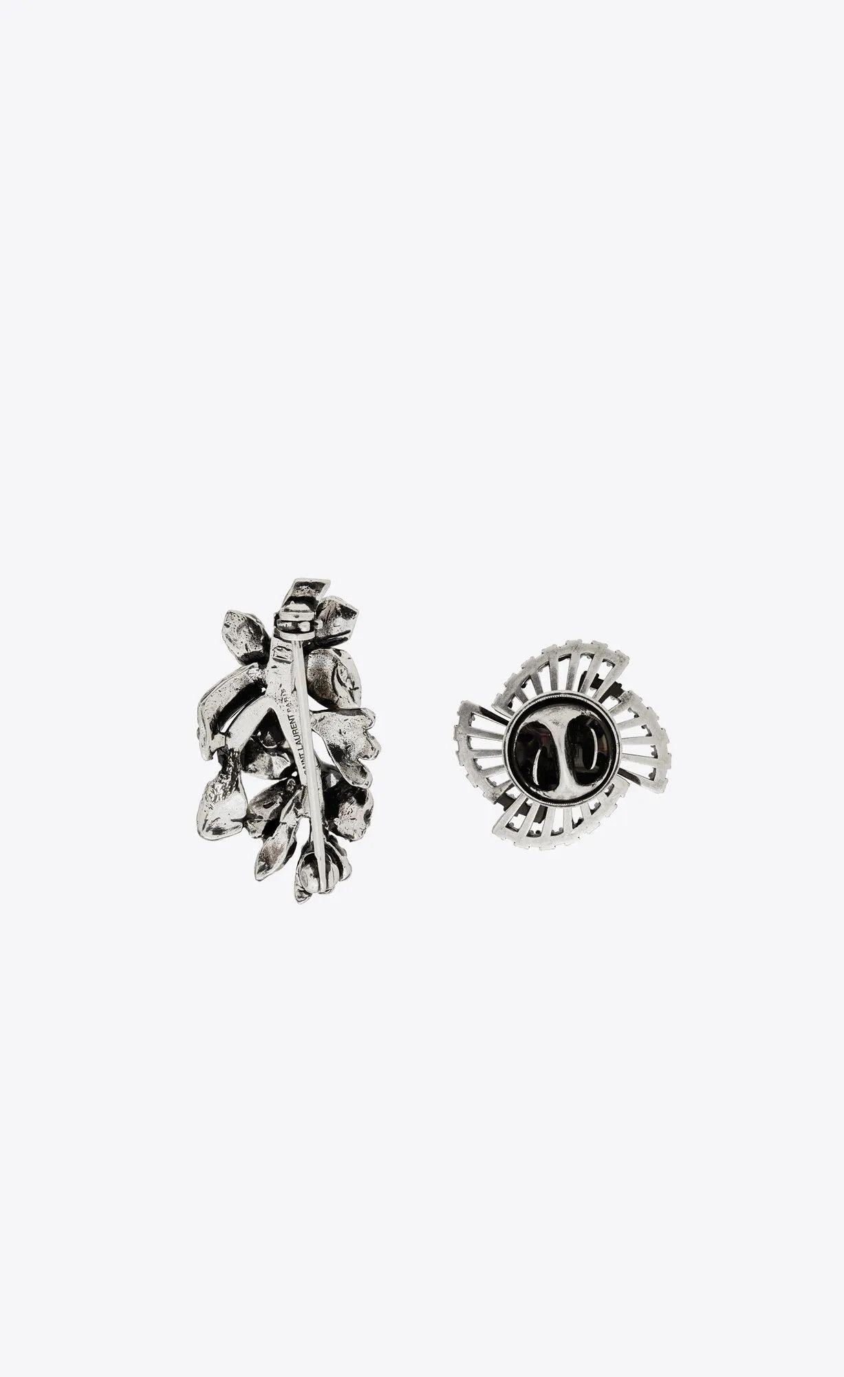 Saint Laurent Paris o1b1hav111124 Size: OS / Rhinestone Mini Brooch Silver Black Size ONE SIZE - 3 Thumbnail