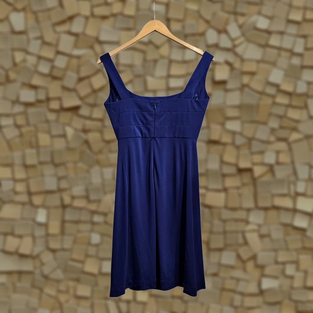Vintage VINTAGE Herve Leger Navy Blue Dress Short Sleeveless Scoop Neck Zip 12 UK Designer Womens Size 34" / US 12 / IT 48 - 1 Thumbnail